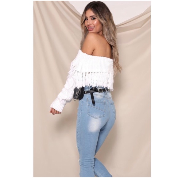 SOLD * H P * Cowgirl Knit Off Shoulder Sweater - Picture 2 of 6